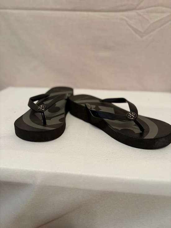 Tory Burch Shoes - Tory Burch Black Logo Jelly Thong Sandals